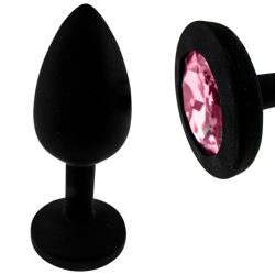 Korek analny silikonowy plug z kryształem czarny